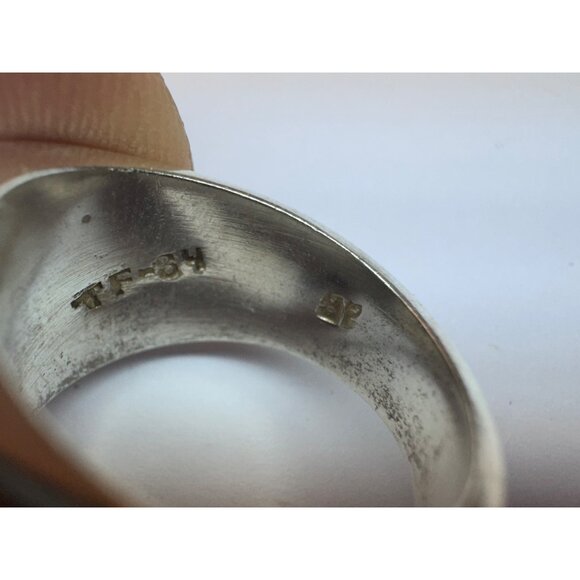 Estate Modernist Sterling Silver 925 Wide Sculptural Band Ring - Picture 8 of 11